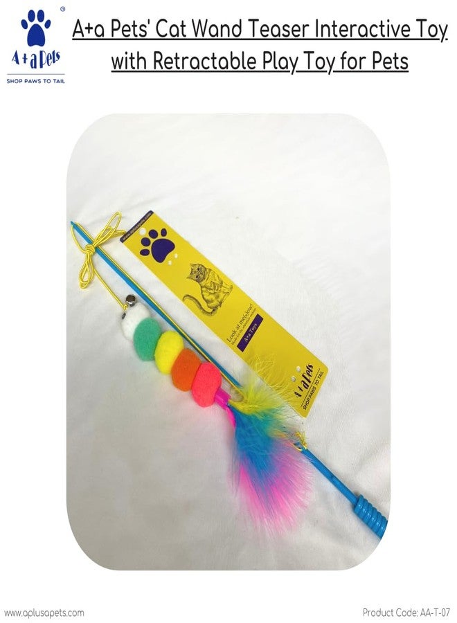 A+a Pets لعبة تفاعلية من A+a Pets على شكل عصا للقطط مع ذيل من الريش، لعبة مناسبة للقطط والجراء والحيوانات الصغيرة (بوم) - Image 5